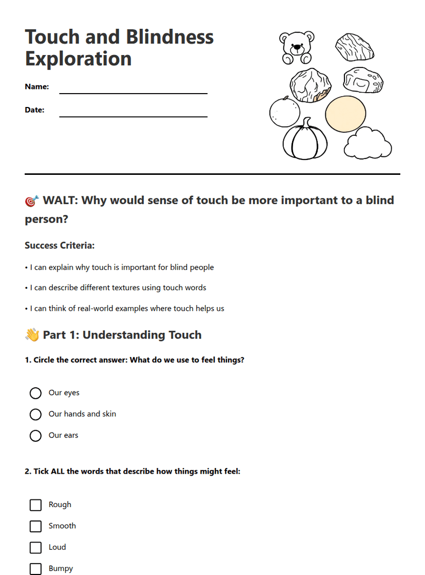 Touch and Blindness Exploration