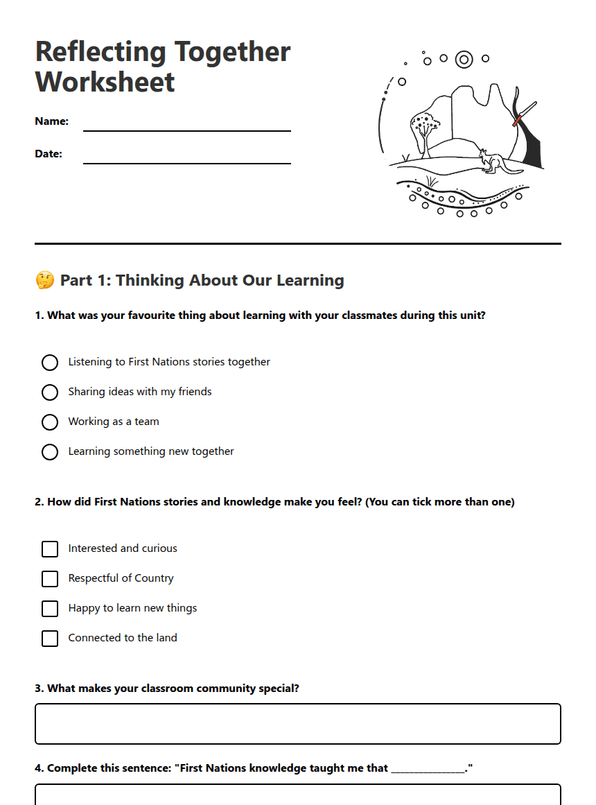 Reflecting Together Worksheet worksheet preview