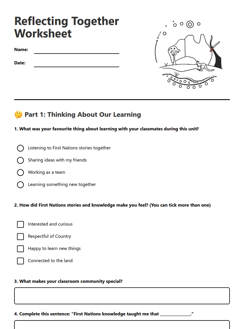 Reflecting Together Worksheet
