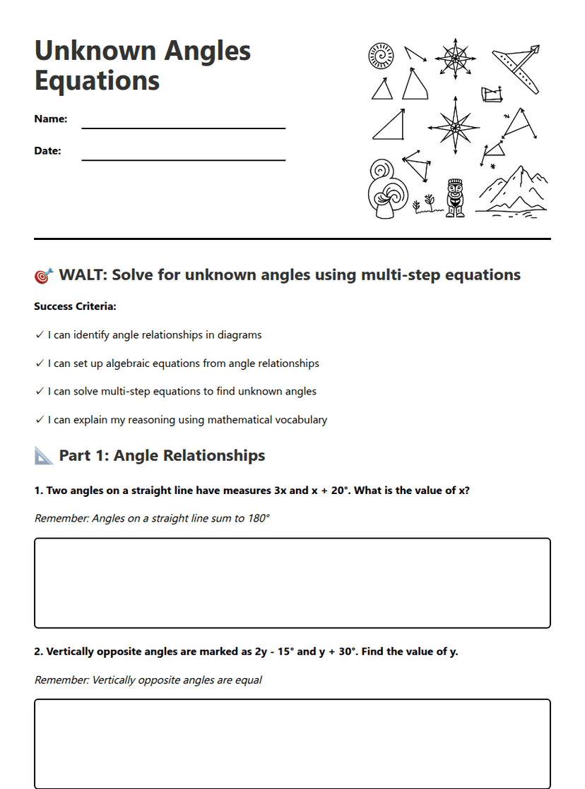 Unknown Angles Equations