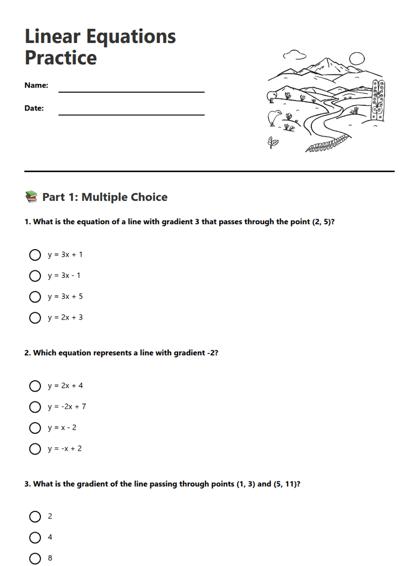 Linear Equations Practice