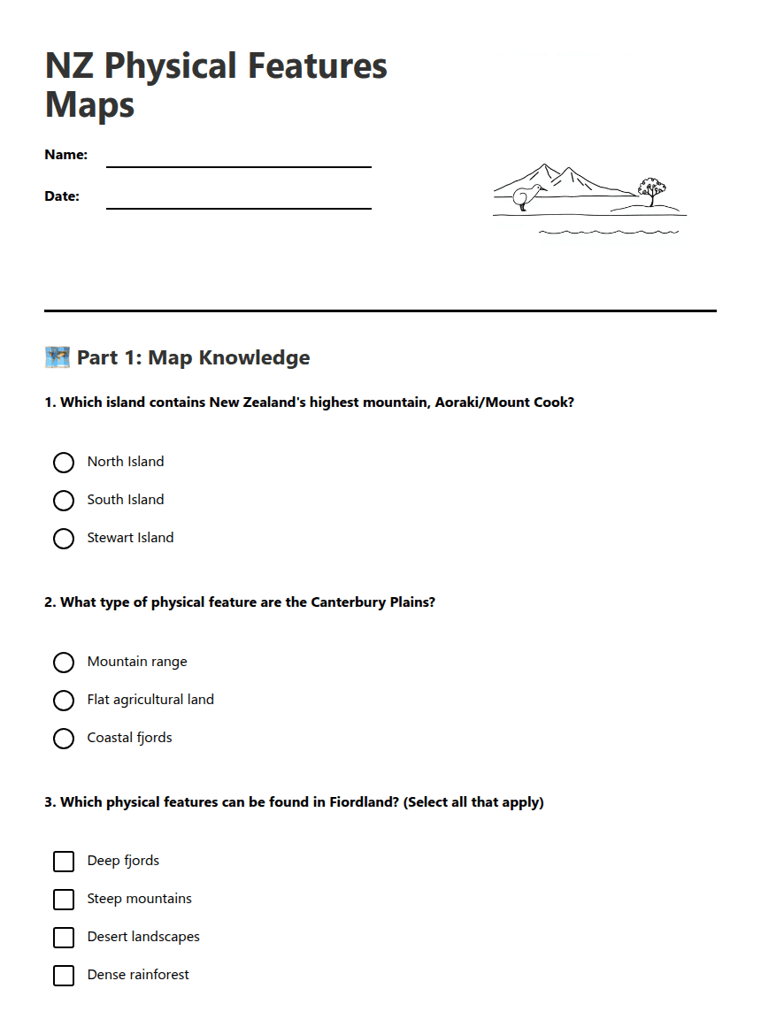 Maps and Graphs Part 2 Post-test worksheet preview