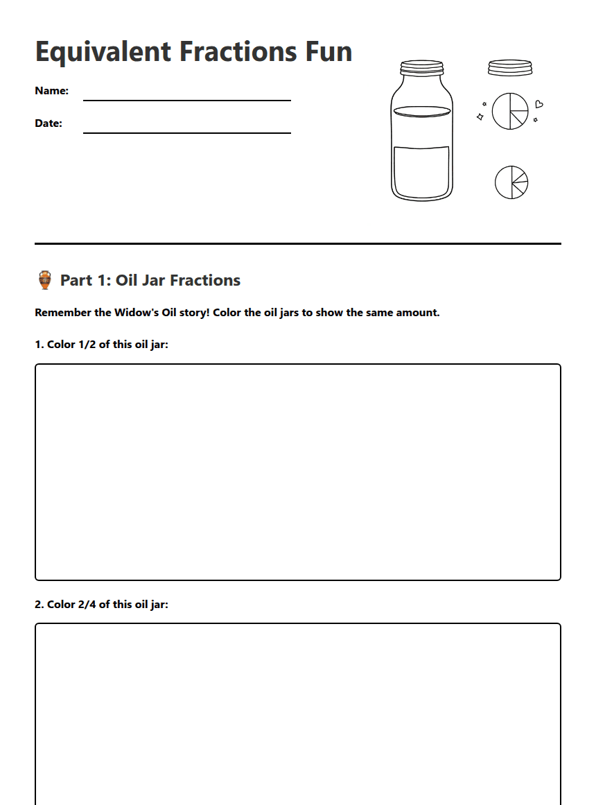 Equivalent Fractions Fun worksheet preview