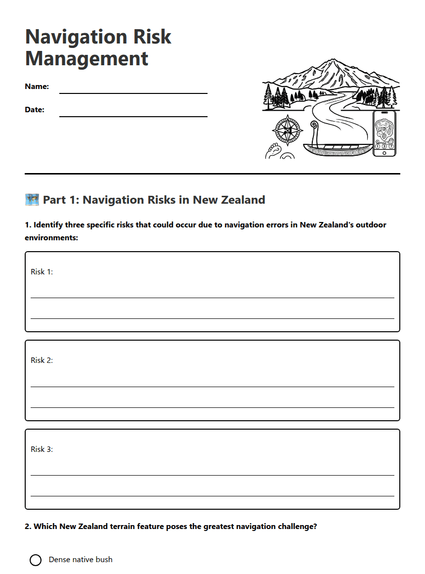 Navigation Risk Management worksheet preview