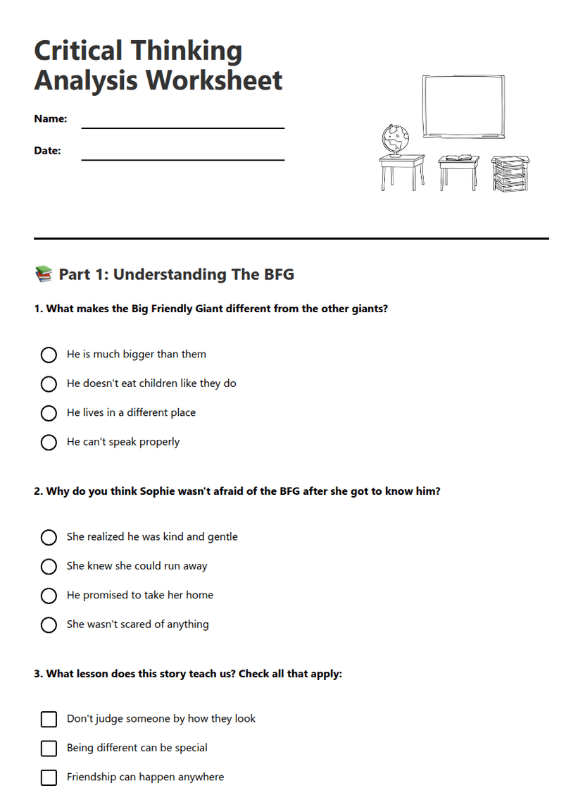 Critical Thinking Analysis Worksheet