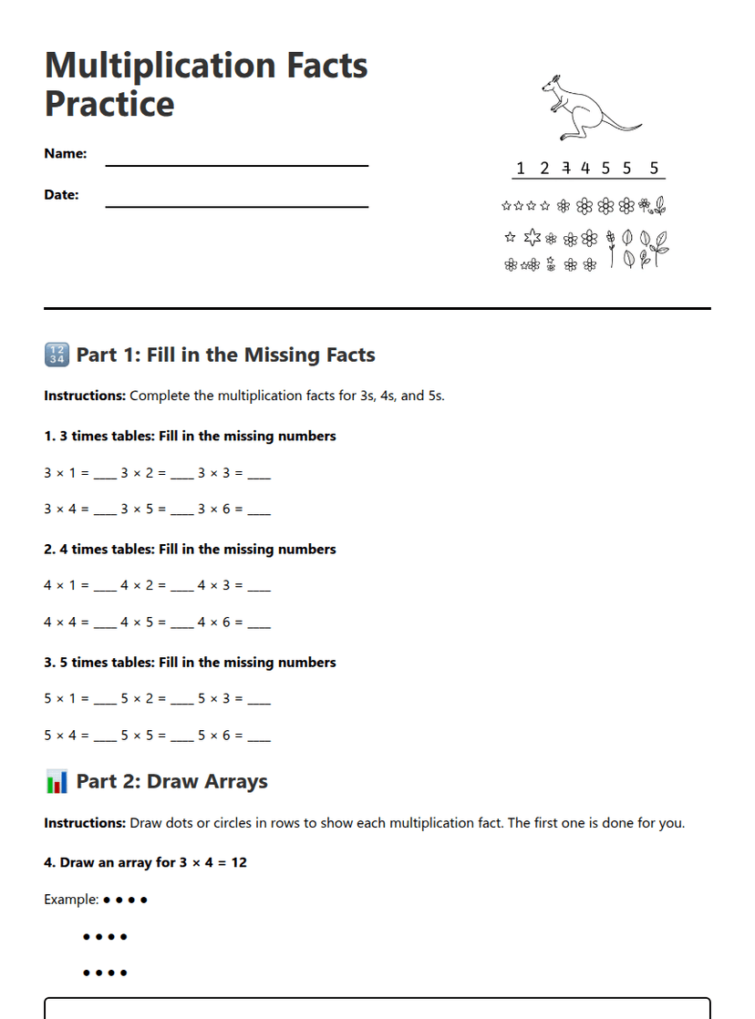 Multiplication Facts Practice