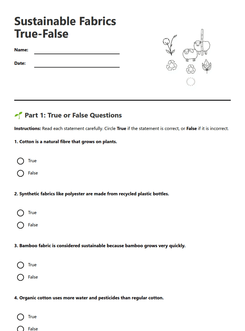 Sustainable Fabrics True-False