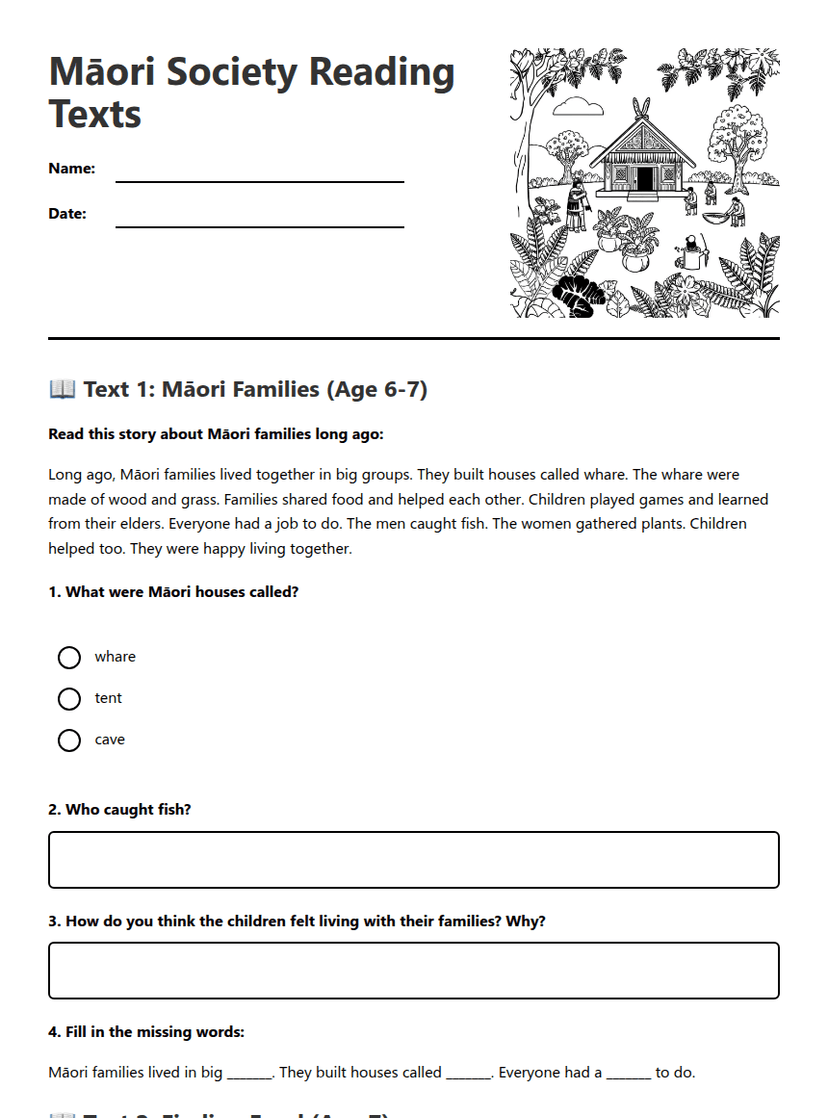 Māori Society Reading Texts