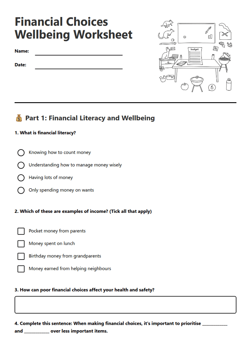 Financial Choices Wellbeing Worksheet