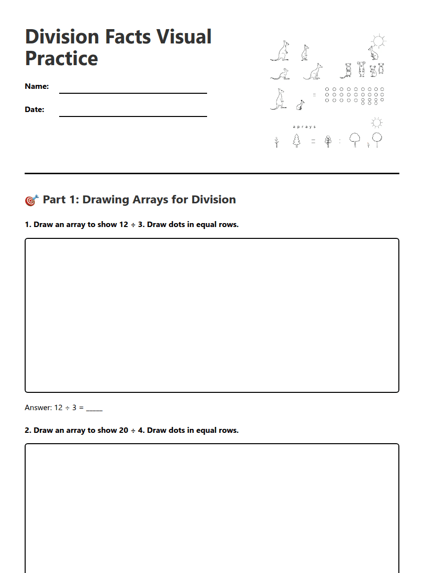 Division Facts Visual Practice worksheet preview
