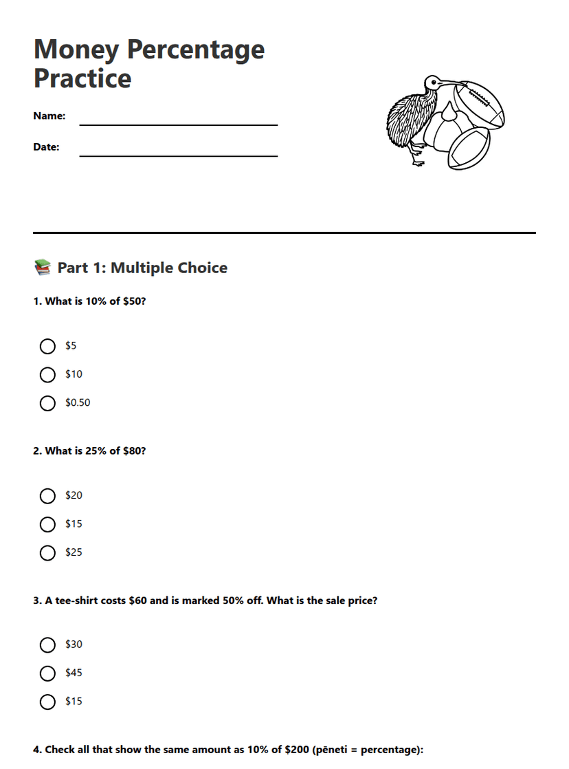 Money Percentage Practice
