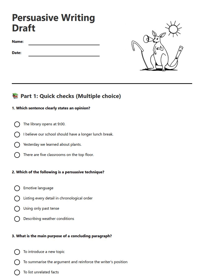 Persuasive Writing Draft