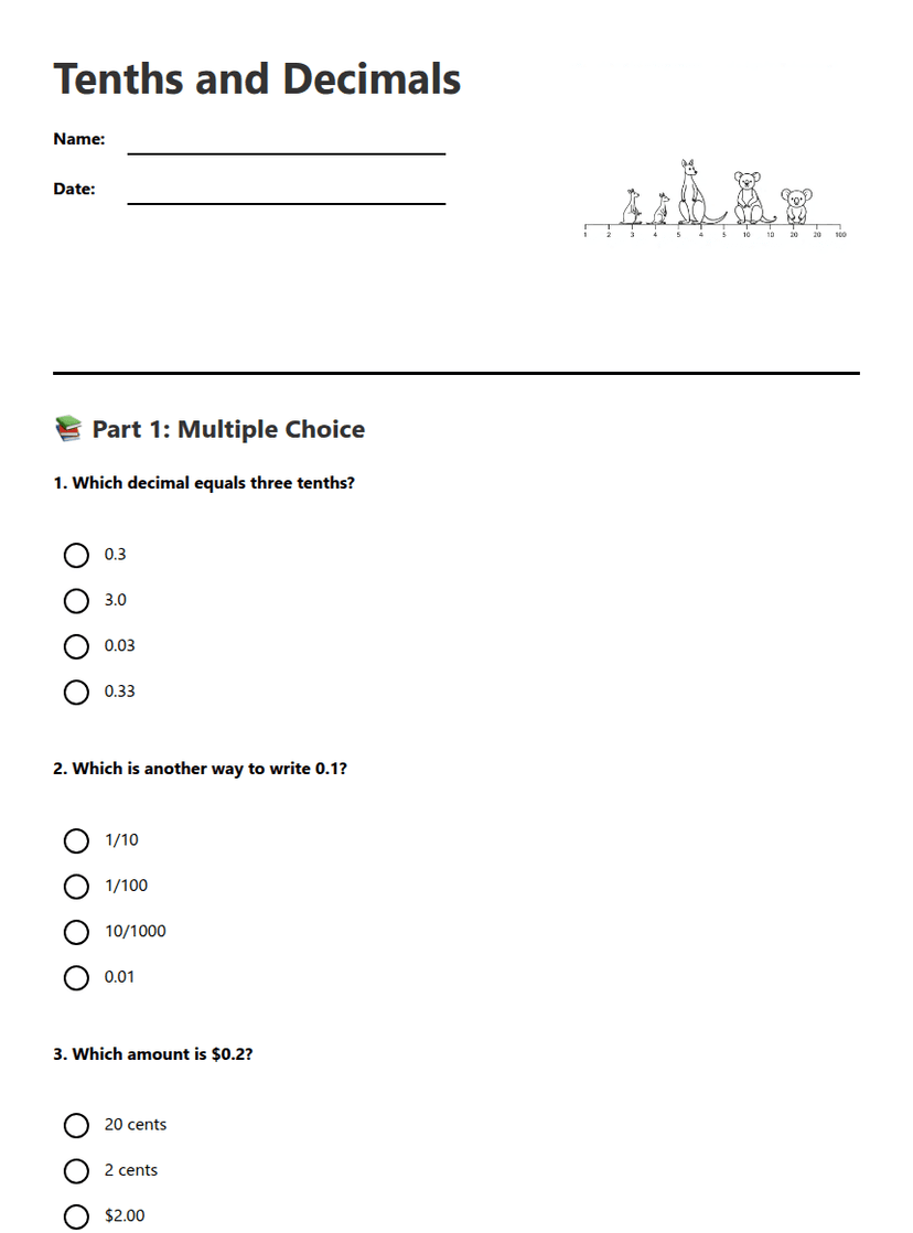 Tenths and Decimals