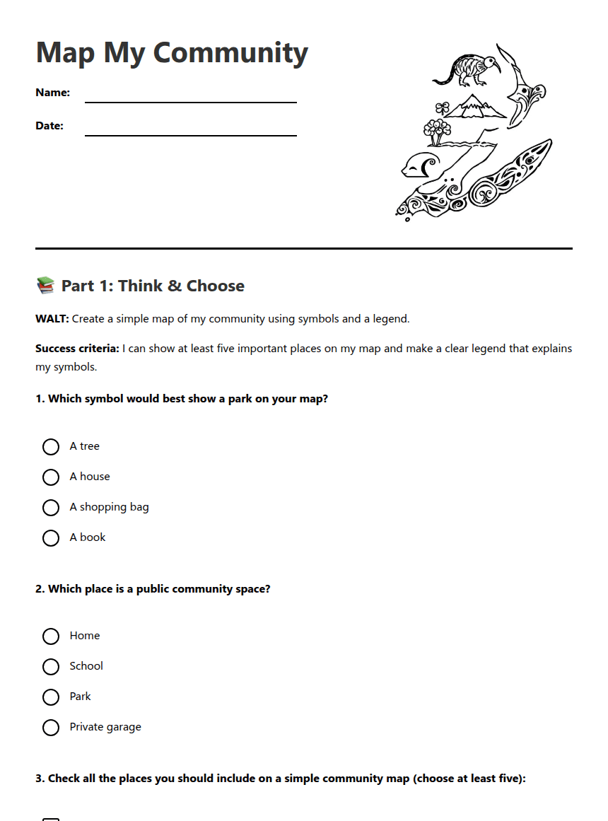 Map My Community worksheet preview