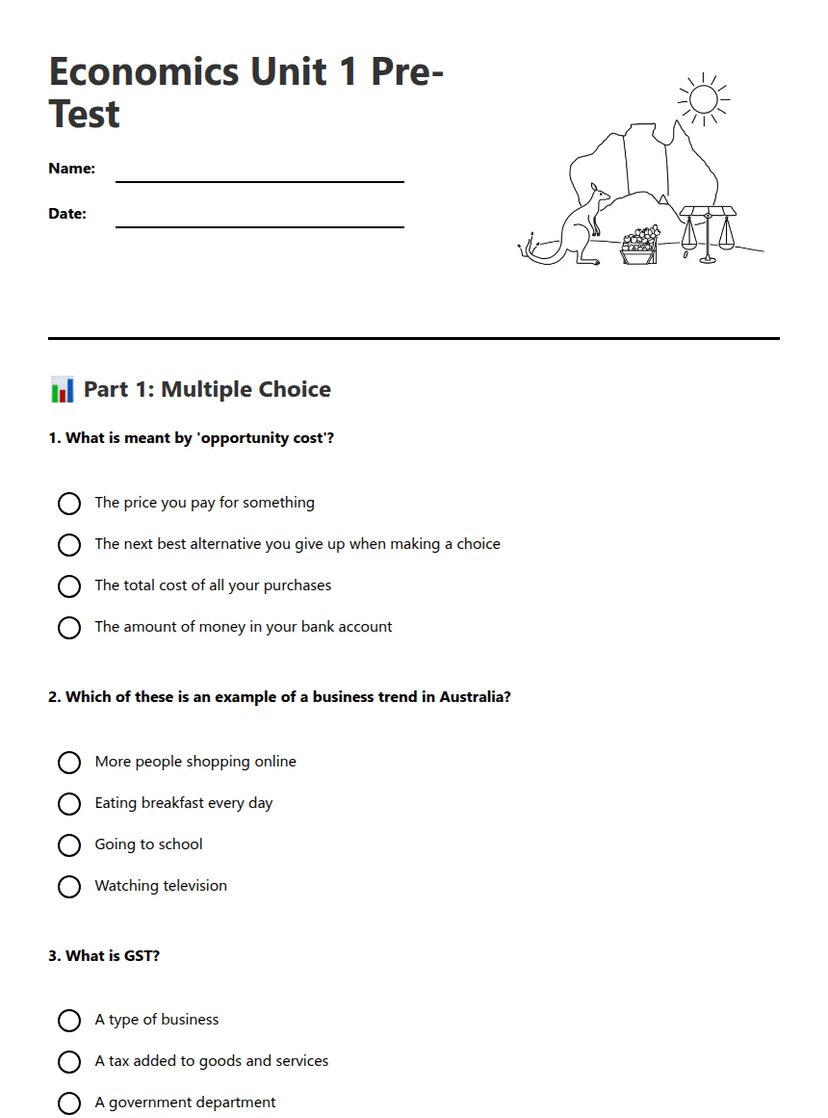 Economics Unit 1 Pre-Test