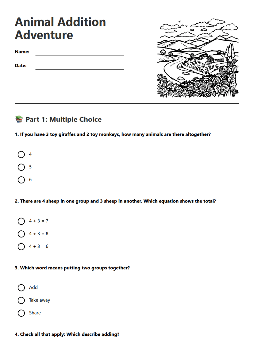Animal Addition Adventure