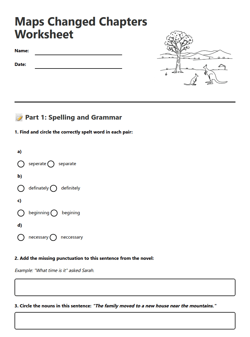 Maps Changed Chapters Worksheet worksheet preview