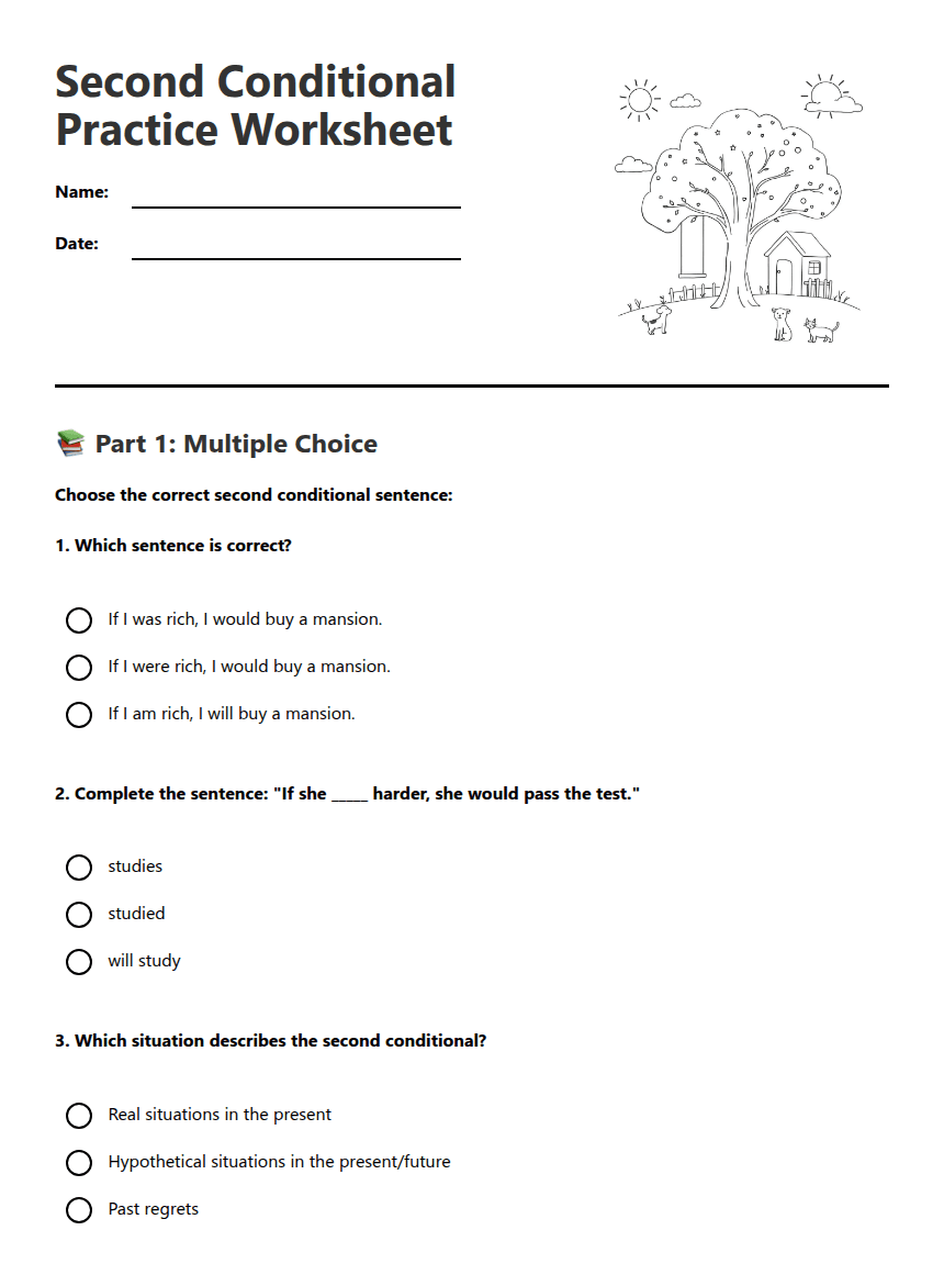 Second Conditional Practice Worksheet worksheet preview