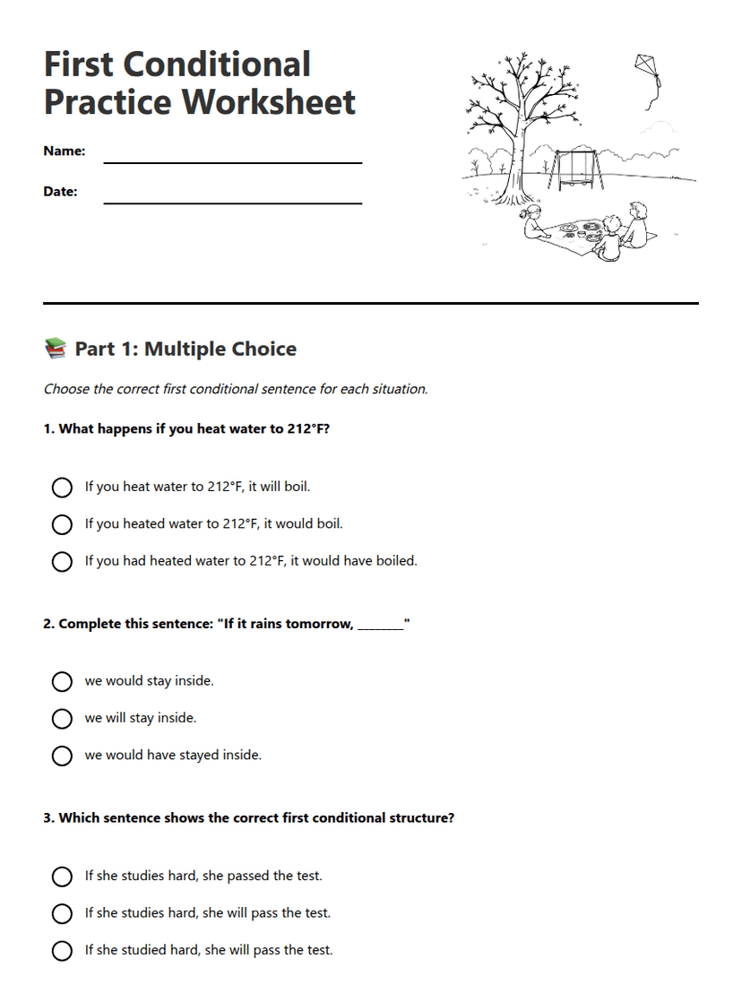 First Conditional Practice Worksheet