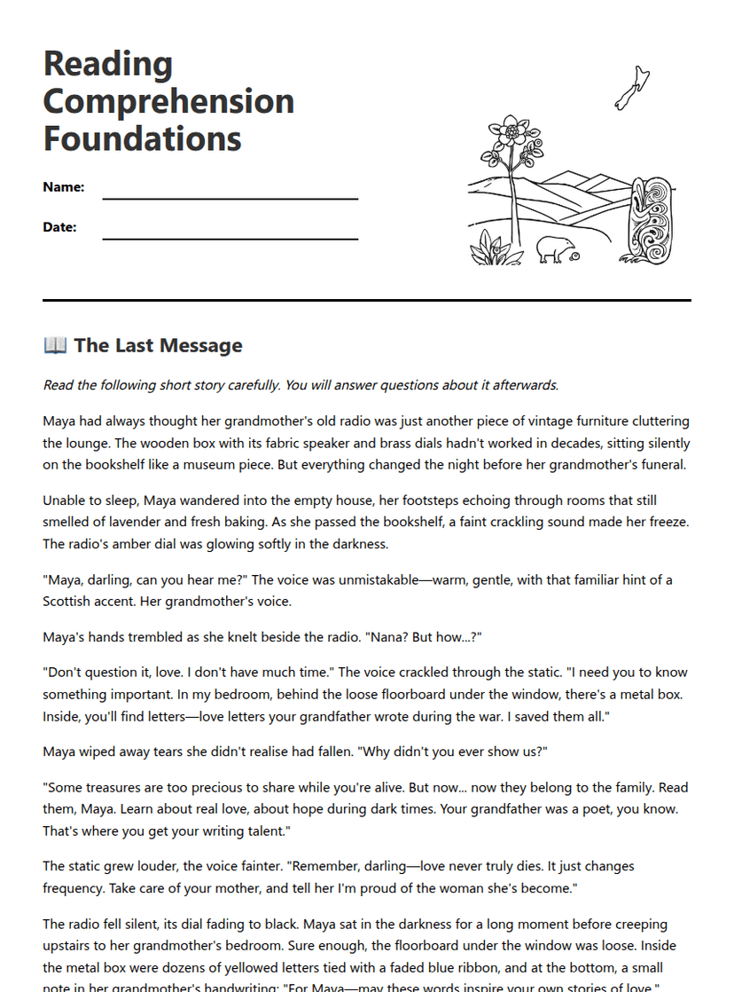 Reading Comprehension Foundations