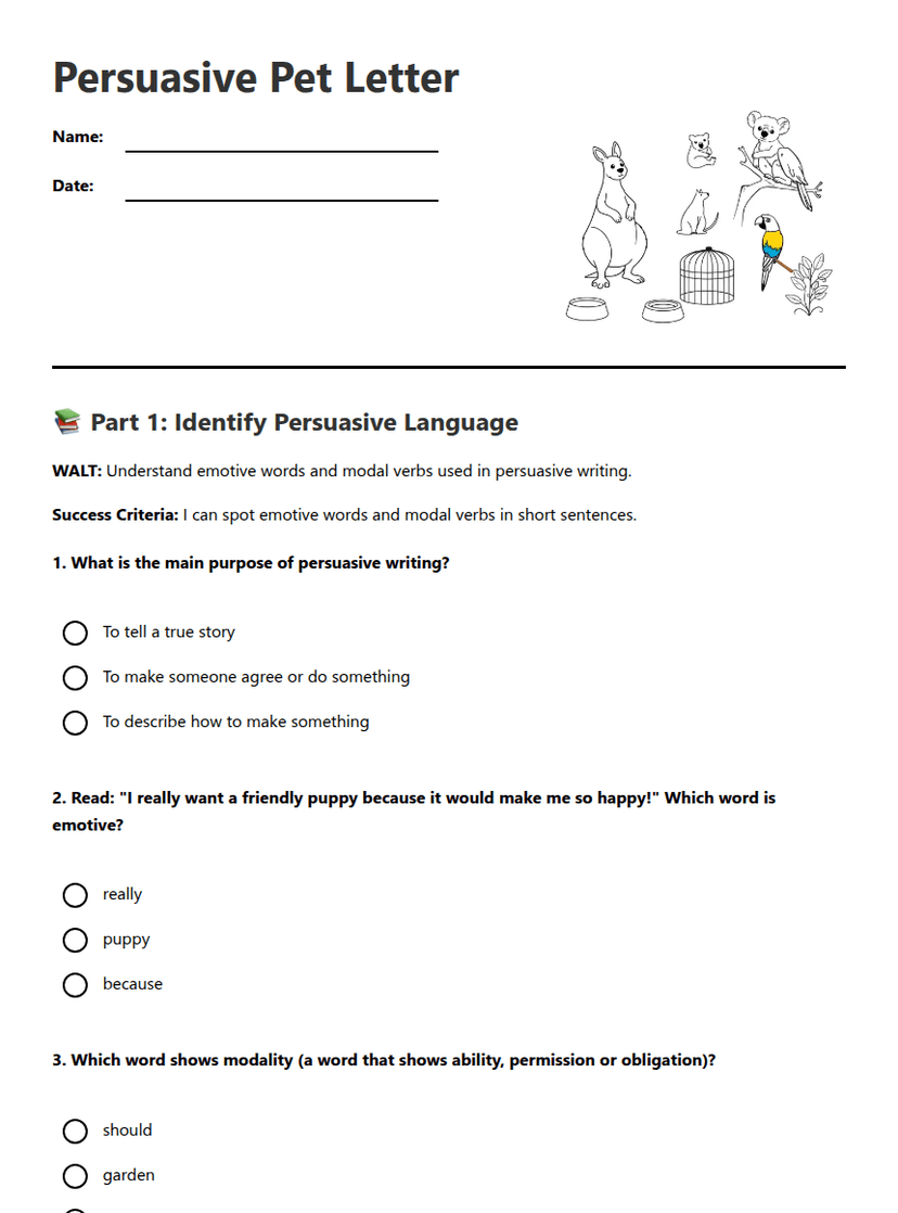 Persuasive Pet Letter