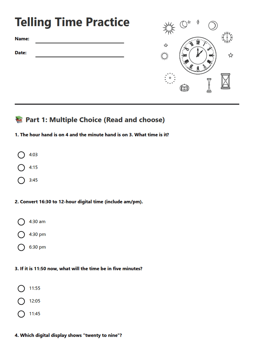 Telling Time Practice