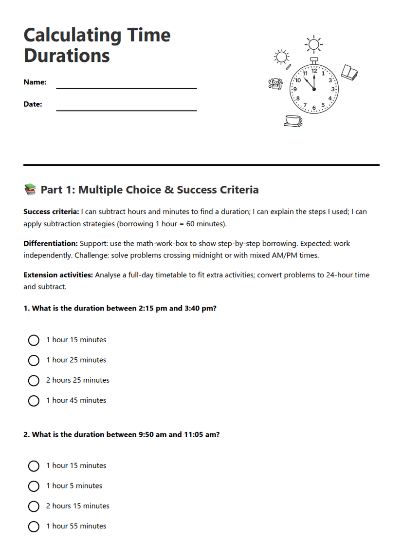Calculating Time Durations