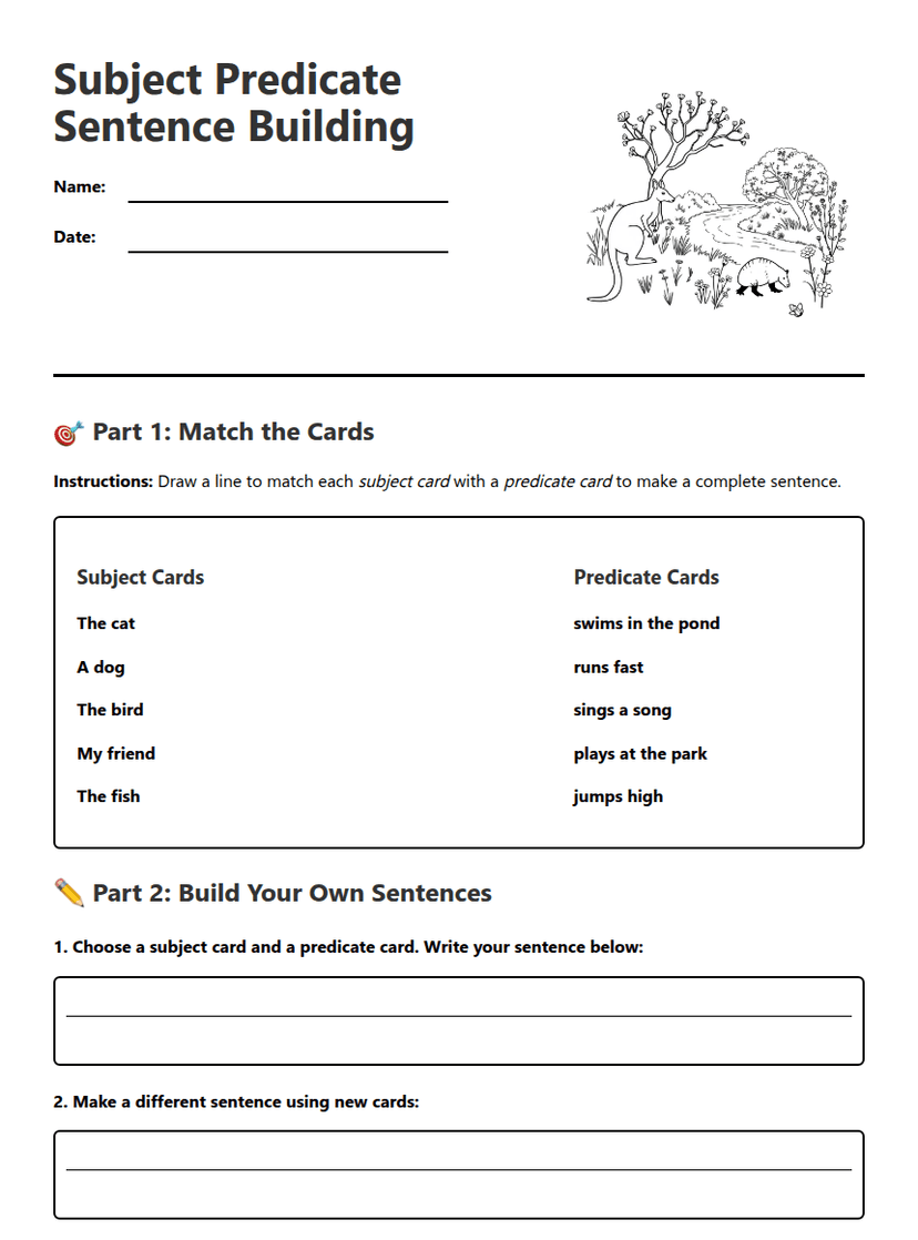 Subject Predicate Sentence Building