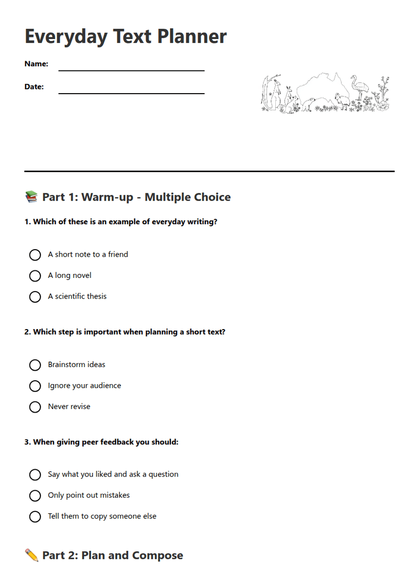 Everyday Text Planner