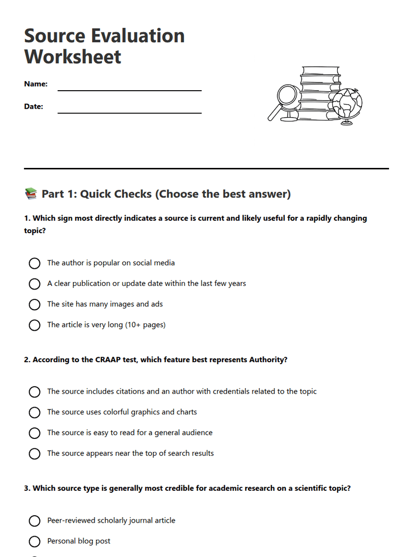 Source Evaluation Worksheet