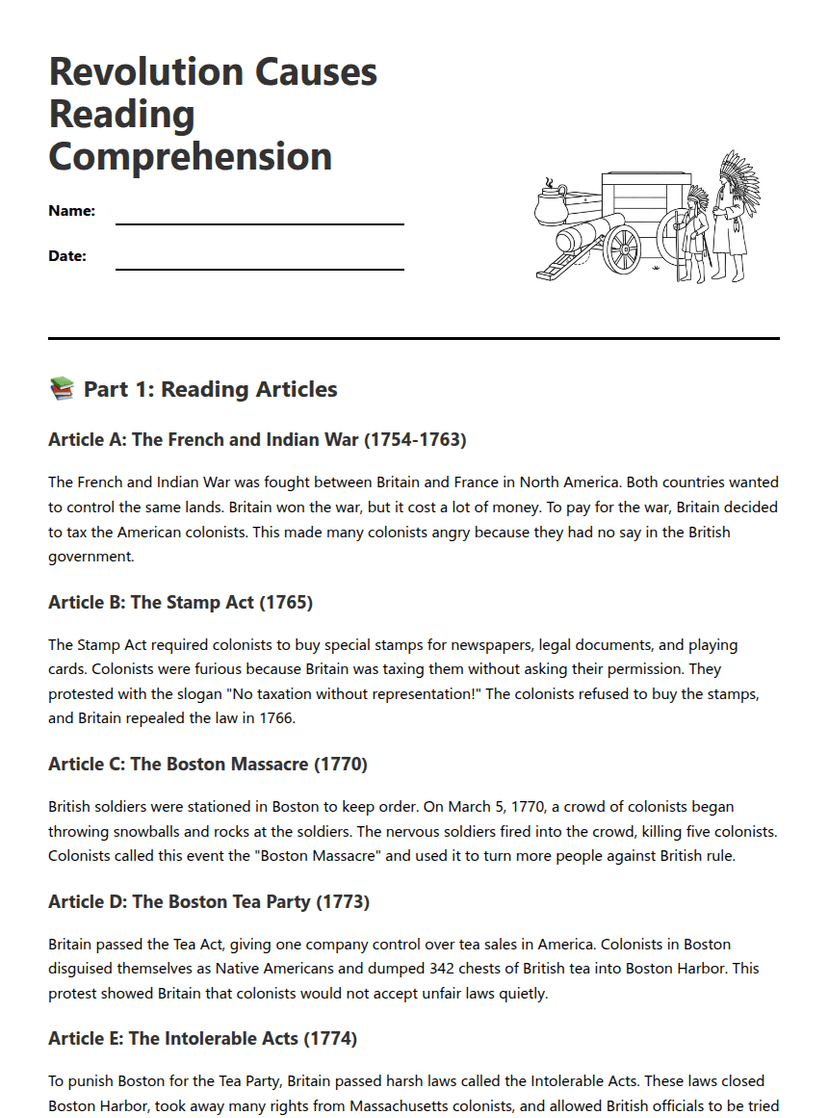 Revolution Causes Reading Comprehension