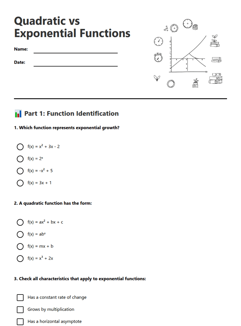 Quadratic vs Exponential Functions