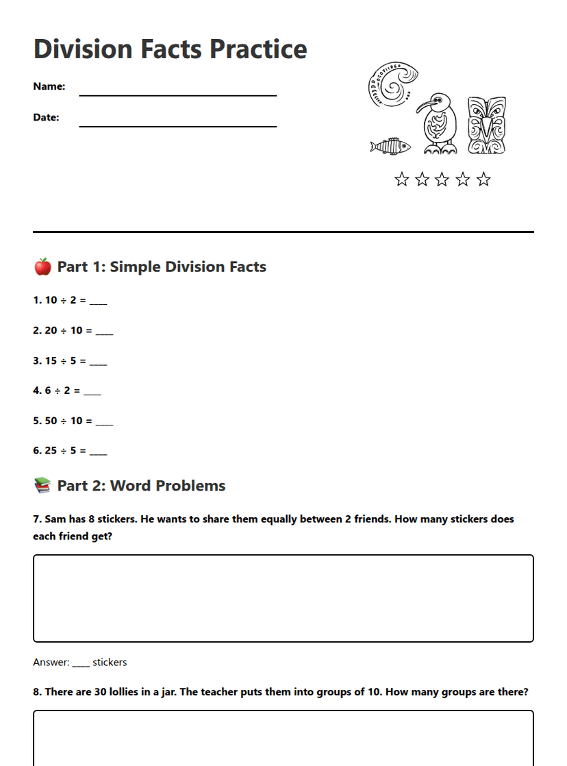 Division Facts Practice