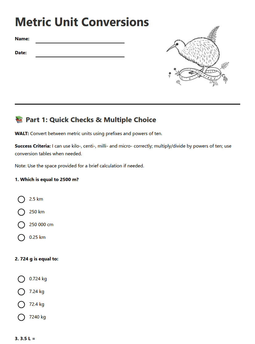 Metric Unit Conversions