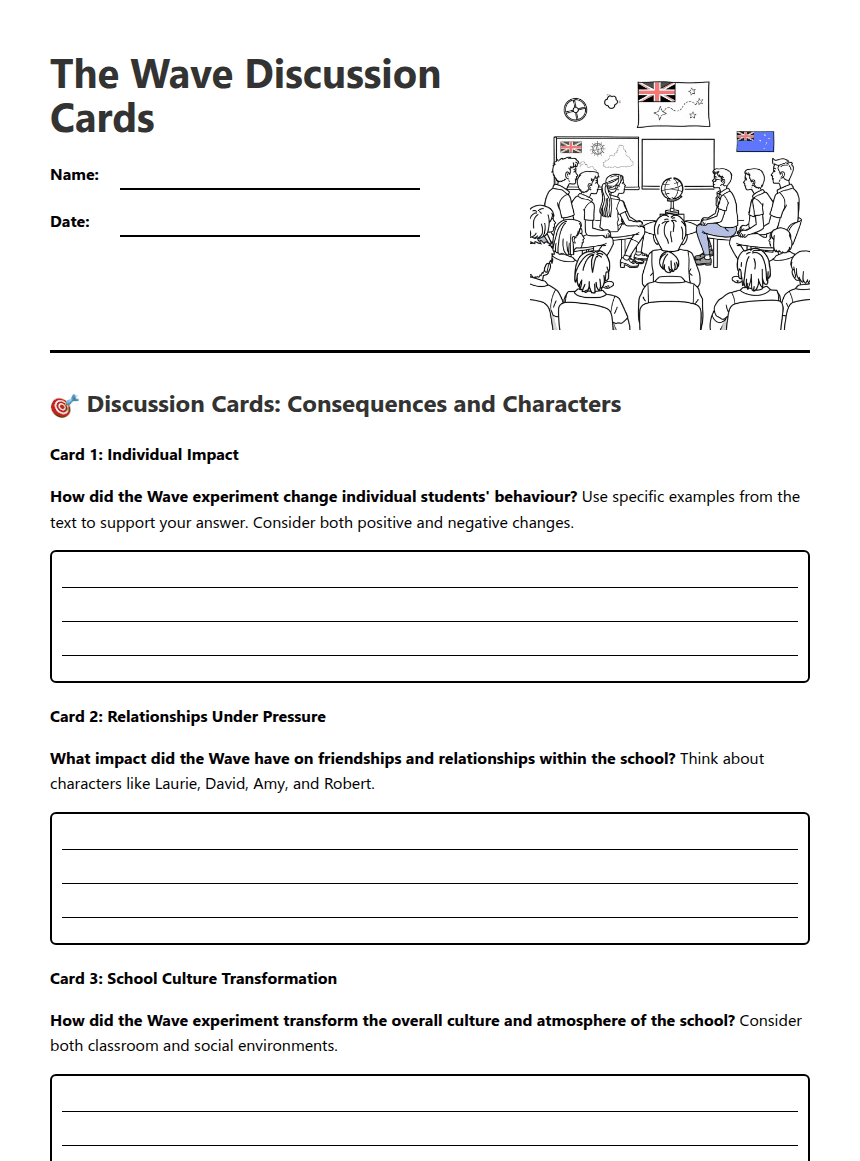 The Wave Discussion Cards worksheet preview