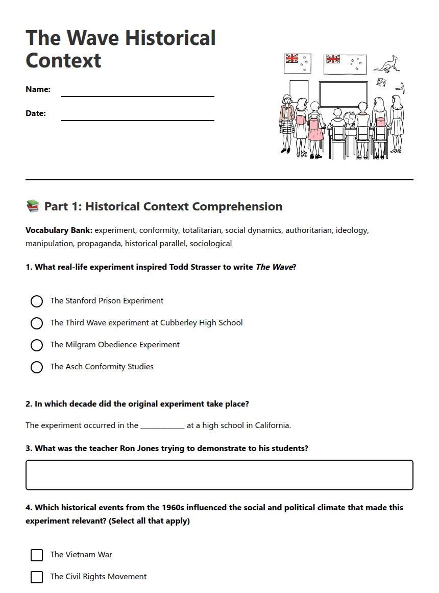 The Wave Historical Context worksheet preview