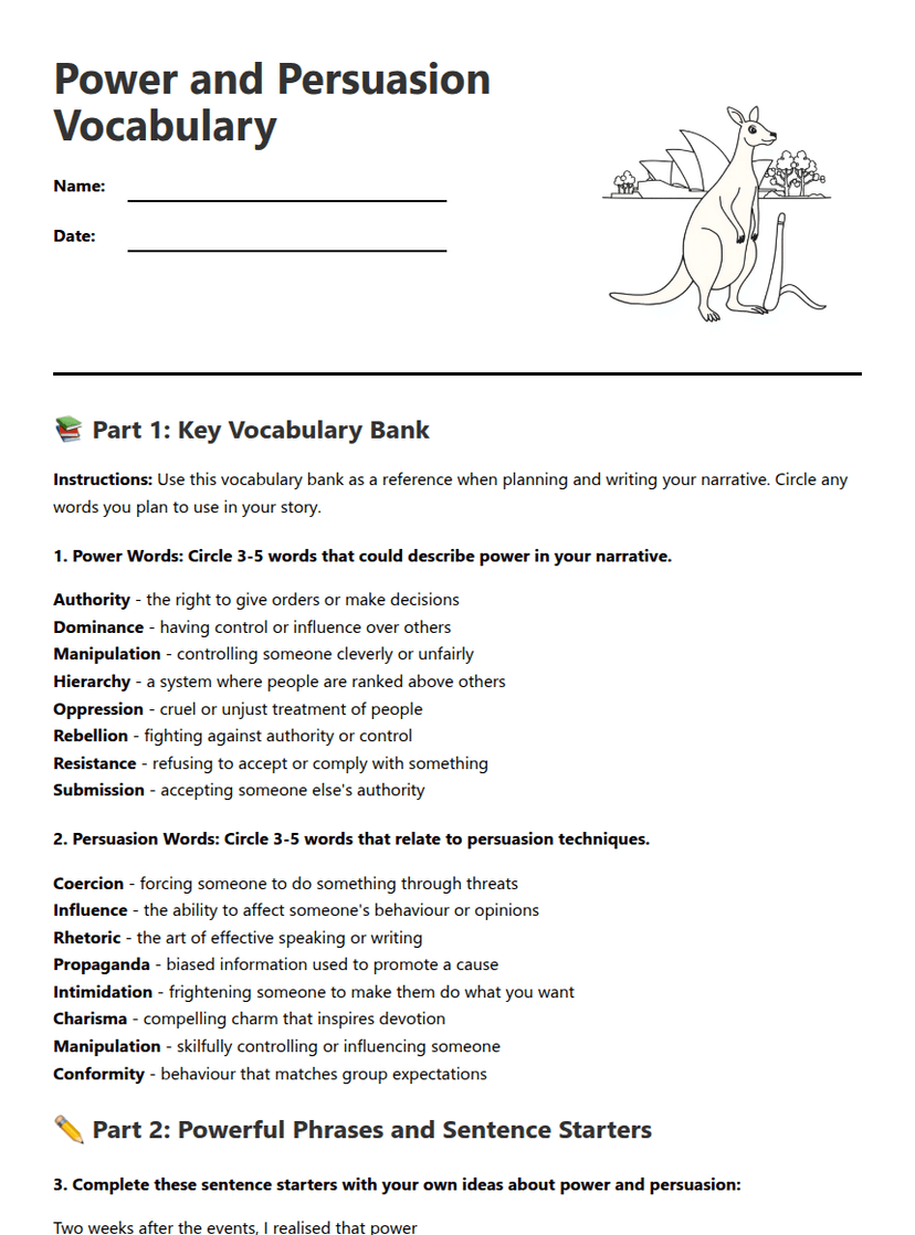 Power and Persuasion Vocabulary
