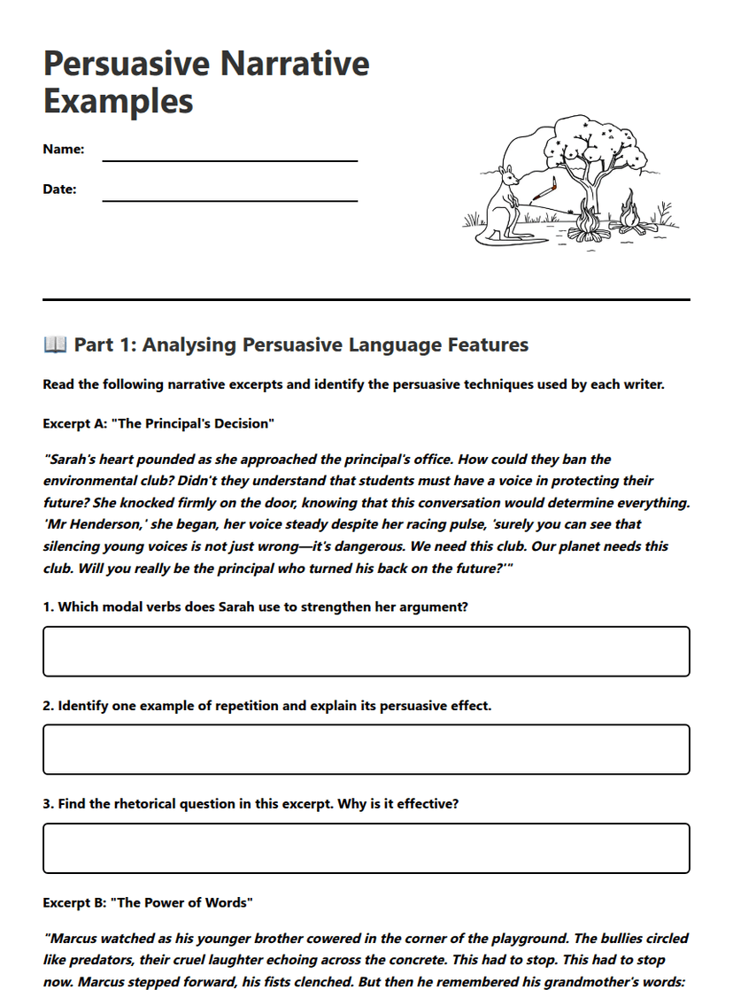 Persuasive Narrative Examples