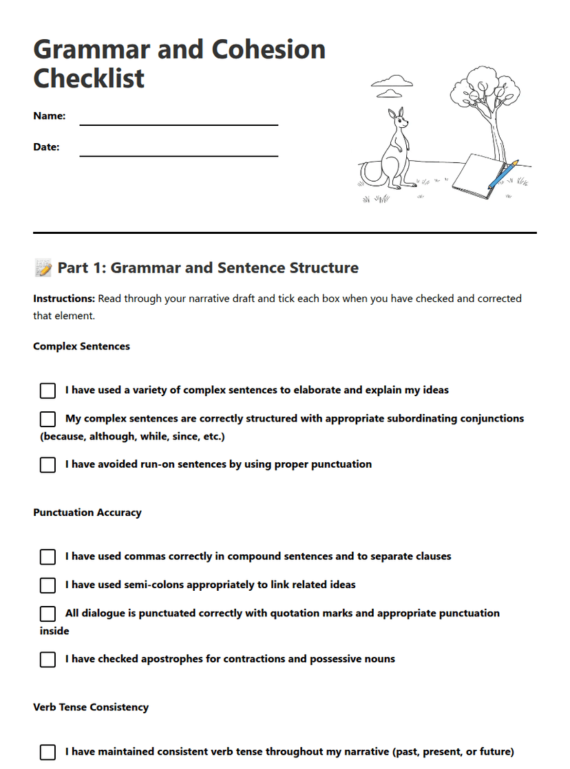 Grammar and Cohesion Checklist