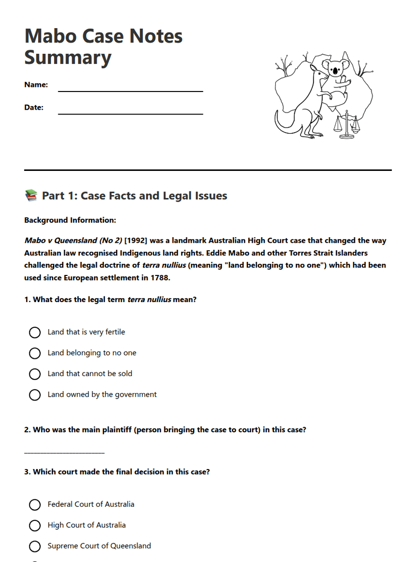 Mabo Case Notes Summary