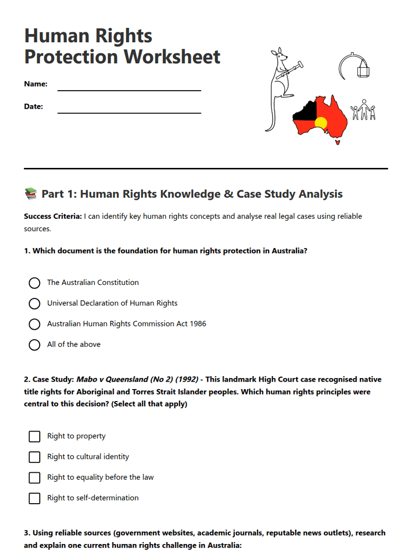 Human Rights Protection Worksheet
