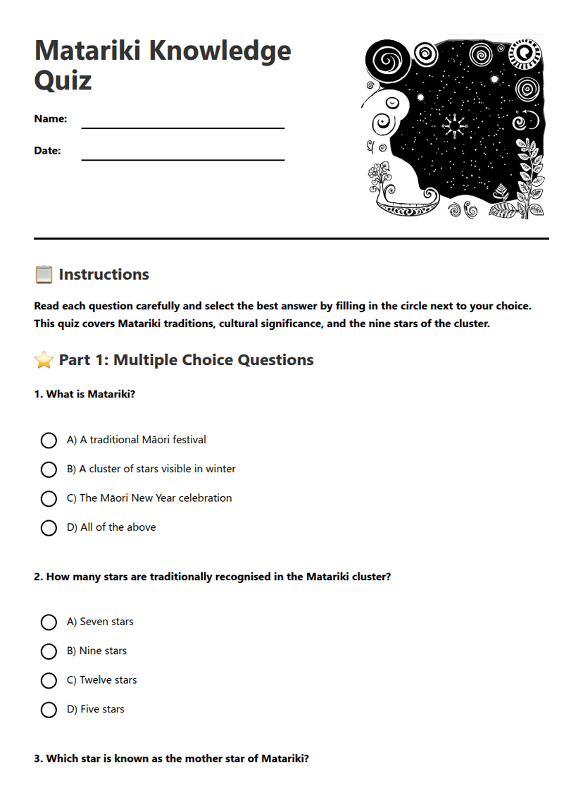 Matariki Knowledge Quiz