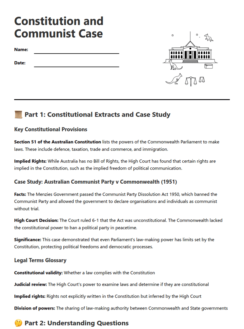Constitution and Communist Case