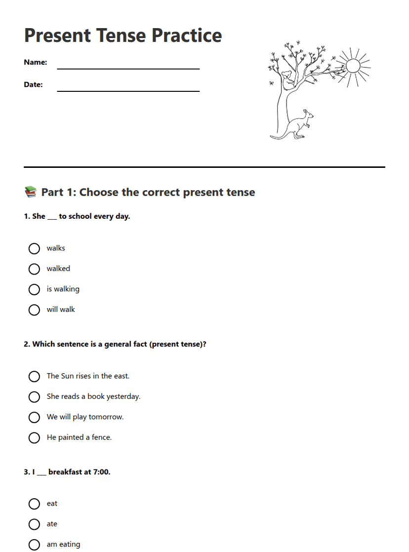 Present Tense Practice