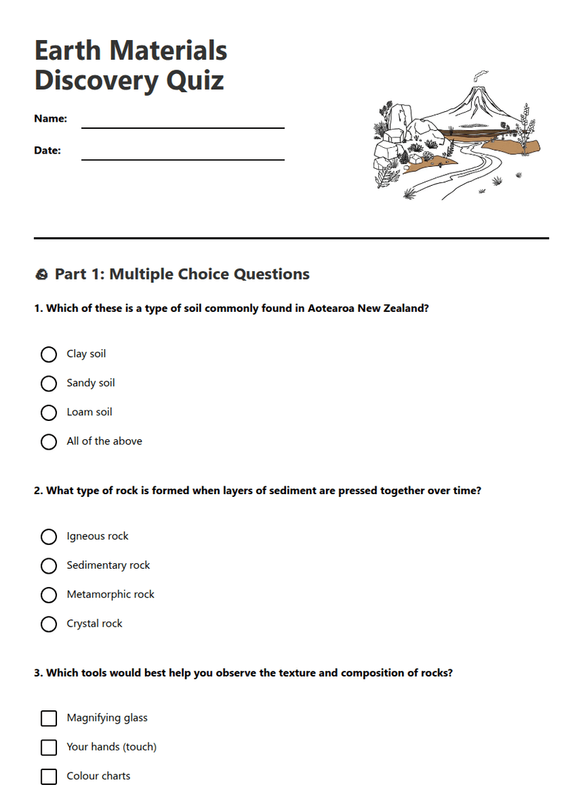 Earth Materials Discovery Quiz