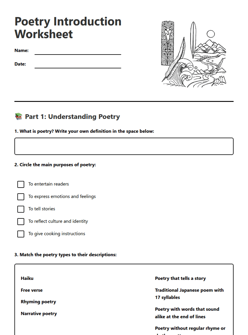 Poetry Introduction Worksheet