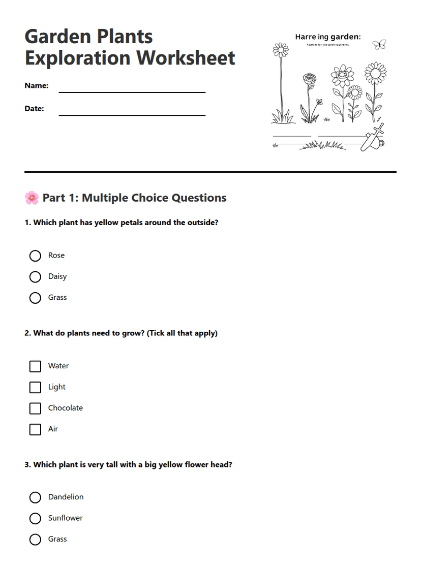 Garden Plants Exploration Worksheet