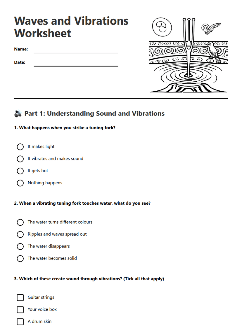 Waves and Vibrations Worksheet