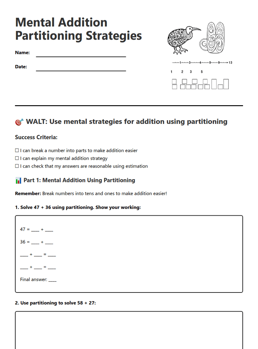 Mental Addition Partitioning Strategies
