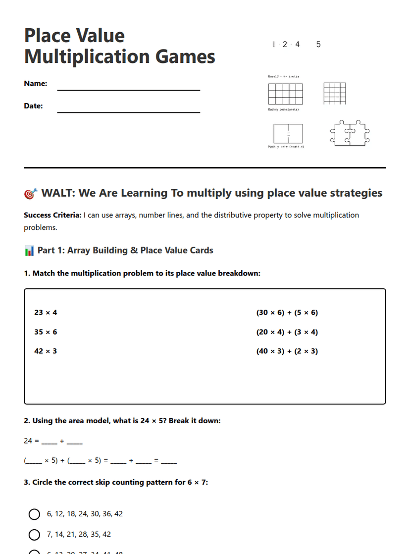 Place Value Multiplication Games